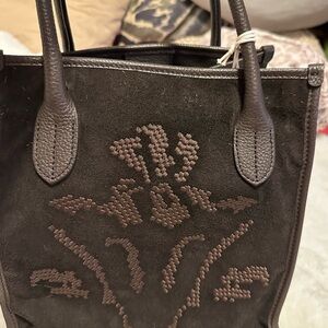 Divina Firenze  bag with long strap suede dark brown made in Italy brand new